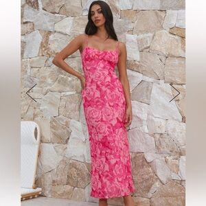 Hello Molly, Pink floral, midi/maxi dress, size small, US size 8, AUS size 8,